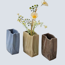 Load image into Gallery viewer, Crinkled Bag Concrete Vase