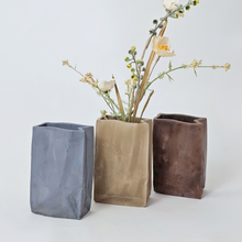 Load image into Gallery viewer, Crinkled Bag Concrete Vase
