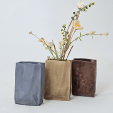 Load image into Gallery viewer, Crinkled Bag Concrete Vase