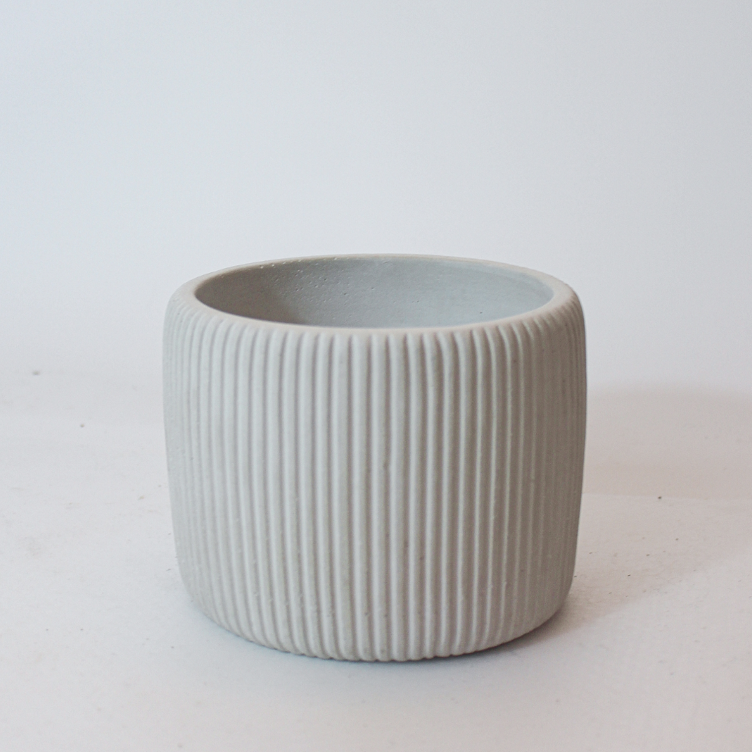 ribbed plastic planter Ribbed Round Planter – Mindful Cements Studio